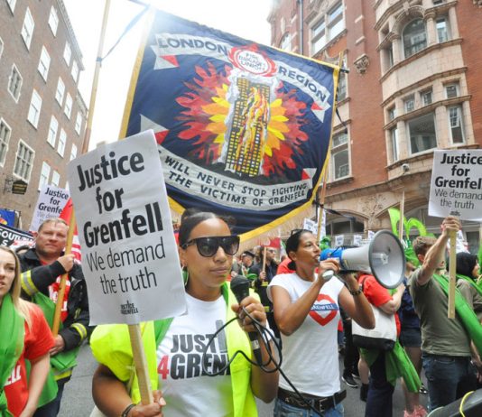 Survivors, their supporters and the FBU march to demand the truth about the causes of the Grenfell inferno