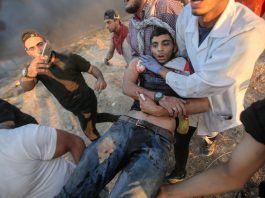 Ten Palestinians Killed And 882 Injured By Israeli Forces In Gaza In Past Two Weeks! Young Palestinian shot by Israeli forces on Gaza’s eastern border on Friday