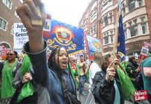 Local residents joined the FBU/Justice for Grenfell march last June – soil in the area around the Grenfell Tower has been found to be toxic