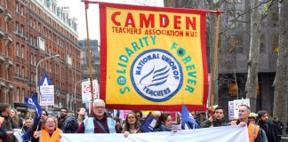 Teachers marching in London against forced academisation of schools