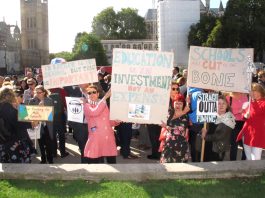 Head teachers on a demonstration in London demanding more funding for schools