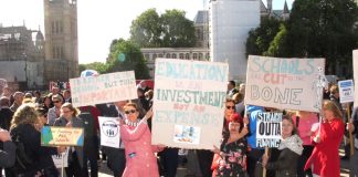 Head teachers on a demonstration in London demanding more funding for schools