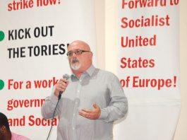 GARY PALMER addressing the News Line Anniversary Rally on November 4th