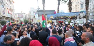 Palestinians rally in Ramallah in solidarity with Gaza after the Israeli bombardment