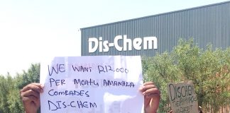 Workers at Dis-Chem are demanding a R12,000 salary increase and that the company recognise their Nupsaw union