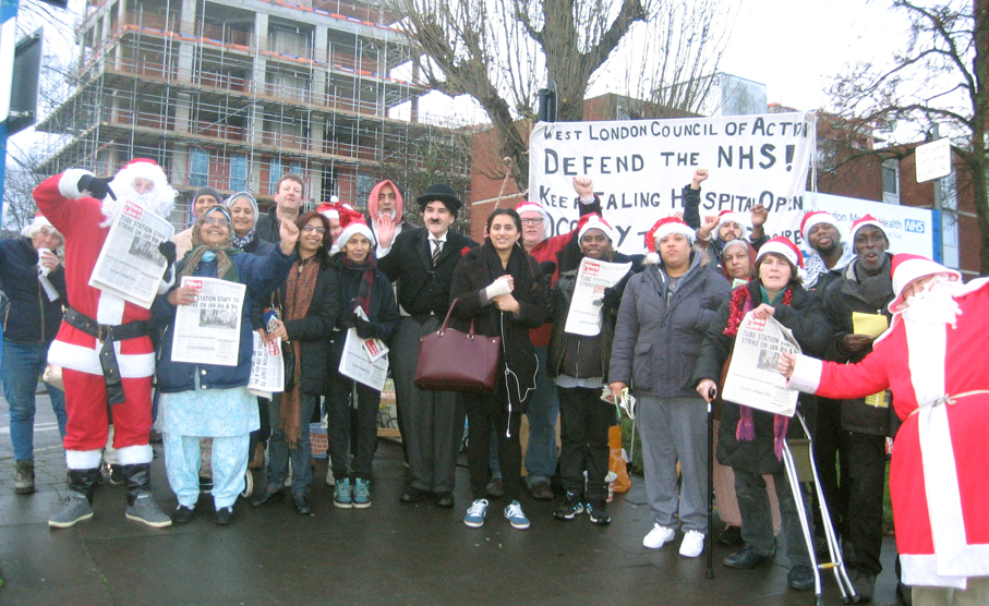 Ealing Hospital Christmas picket – the hospital’s Charlie Chaplin Children’s Ward is one of many paediatric departments closed around the country