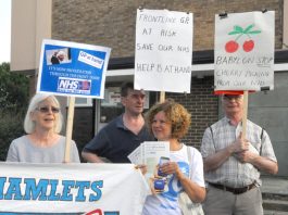 Protest in Fulham against the Babylon, GP at hand, the online service which is undermining local general practices