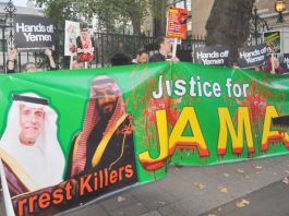 Khashoggi Killing Was Pre-Planned! Protest outside the Saudi embassy in London demanding the killers of Jamal Khashoggi be put on trial
