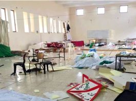 Wreckage in the al-Quds University campus caused by raiding Israeli troops