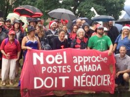 Canadian postal workers at the beginning of their strike in October