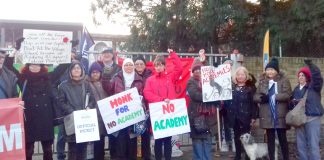 Teachers and support staff on strike against becoming an academy at The Village School in Brent