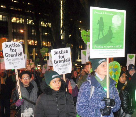 A section of last Friday’s Silent March demanding justice for the victims of Grenfell – fire safety inspections have plummeted during the last seven years