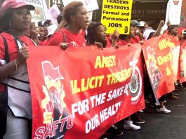 SAFTU marching to the South African Parliament last Thursday for better wages and working conditions