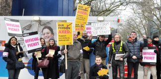 Lecturers and students on the picket line at Imperial College during last years’ strikes over pay and pensions