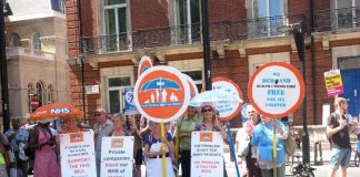 Protesters on the NHS 70th anniversary demonstration in June last year fighting against the privatisation of health services
