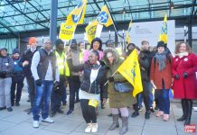 Enthusiastic PCS picket at the Department for Business, Energy and Industrial Strategy (BEIS) demanding the London Living Wage