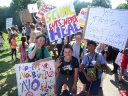 Performance Tables disadvantage poorer schools! Demonstration against cuts to education in Wandsworth