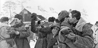 Soviet Red Army soldiers celebrate the end of the siege of Leningrad on January 27th 1944  Credit: Sputnik