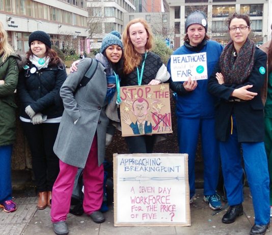 Junior doctors on the picket line during their strike in 2016 against an unfair and unsafe contract