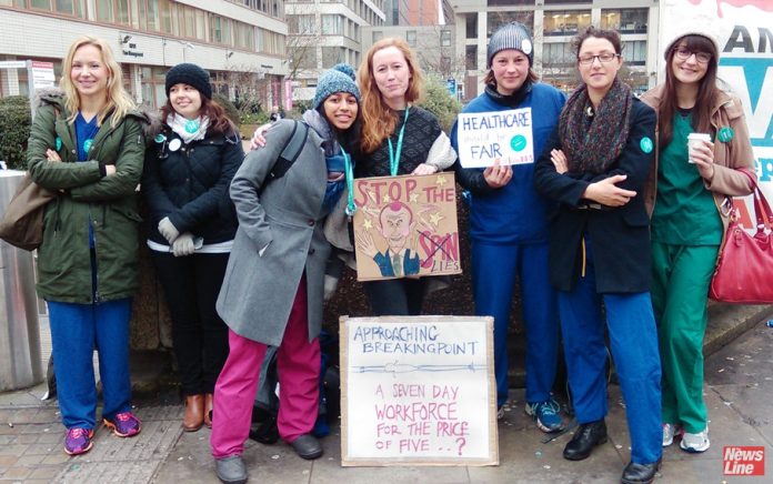Junior doctors on the picket line during their strike in 2016 against an unfair and unsafe contract
