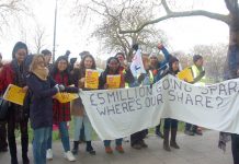 Students enthusiastically joined their striking lecturers on the picket line outside Lambeth College in south London yesterday