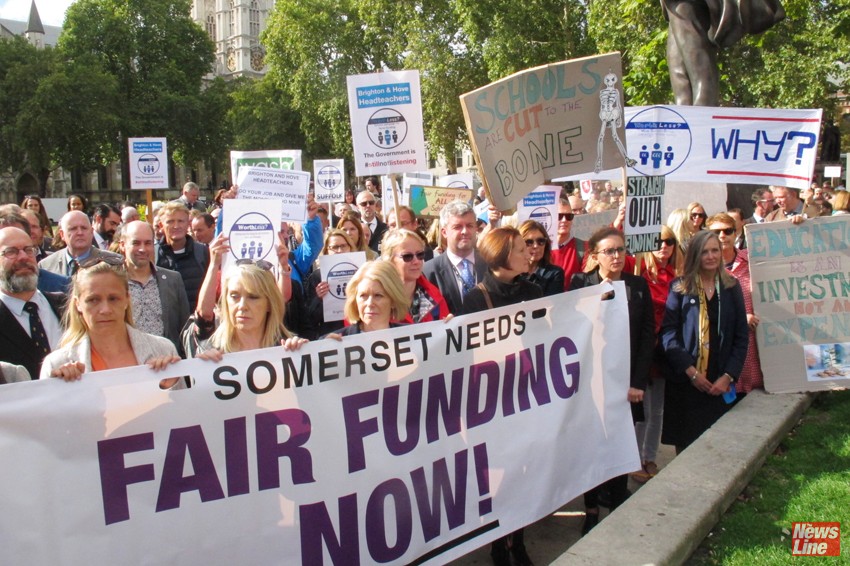 NEU Joint General Secretary MARY BOUSTED (centre) on a march to Parliament demanding the scrapping of the pay cap