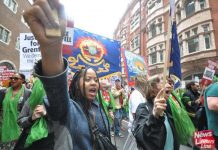 Local residents and FBU members joined forces in a march to demand justice for Grenfell – firefighters are concerned over toxicity