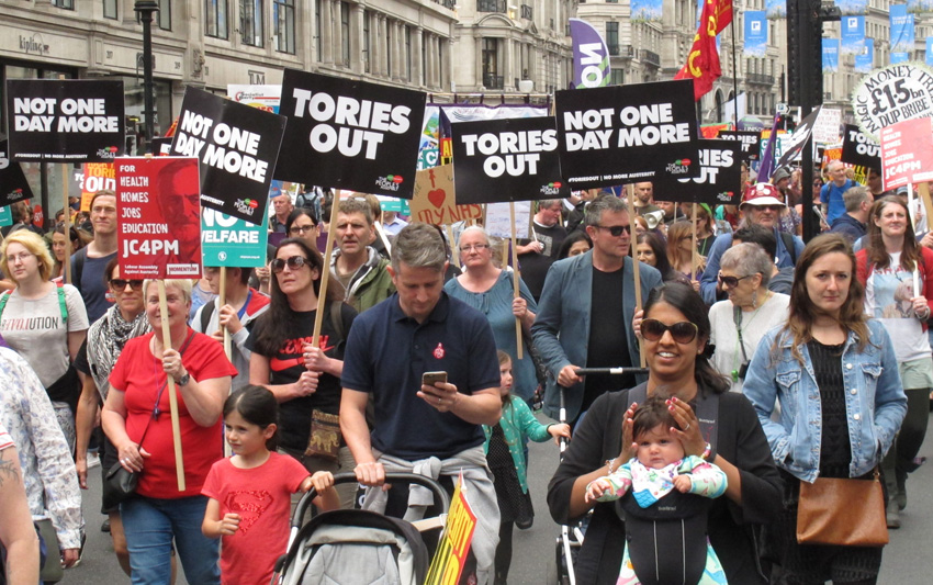 London demonstration demanding the resignation of Theresa May's Conservative government