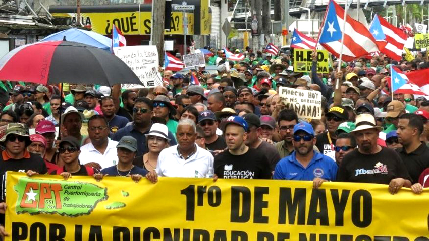  Puerto Rican trade unions taking part in a general strike on May Day – a million-strong demonstration forced Governor Ricardo Rosselló to resign