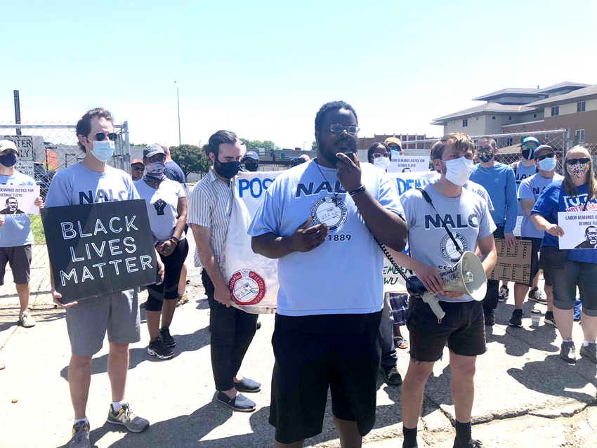 Members of American Postal Workers Local 125, American Postal Workers St. Paul Local, and National Association of Letter Carriers Branch 9 (Minneapolis local) held a rally in support of Black Lives Matter