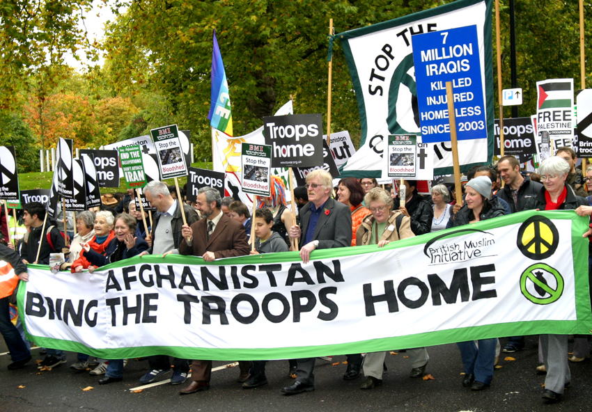 Demonstration in London, England against the war on Afghanistan